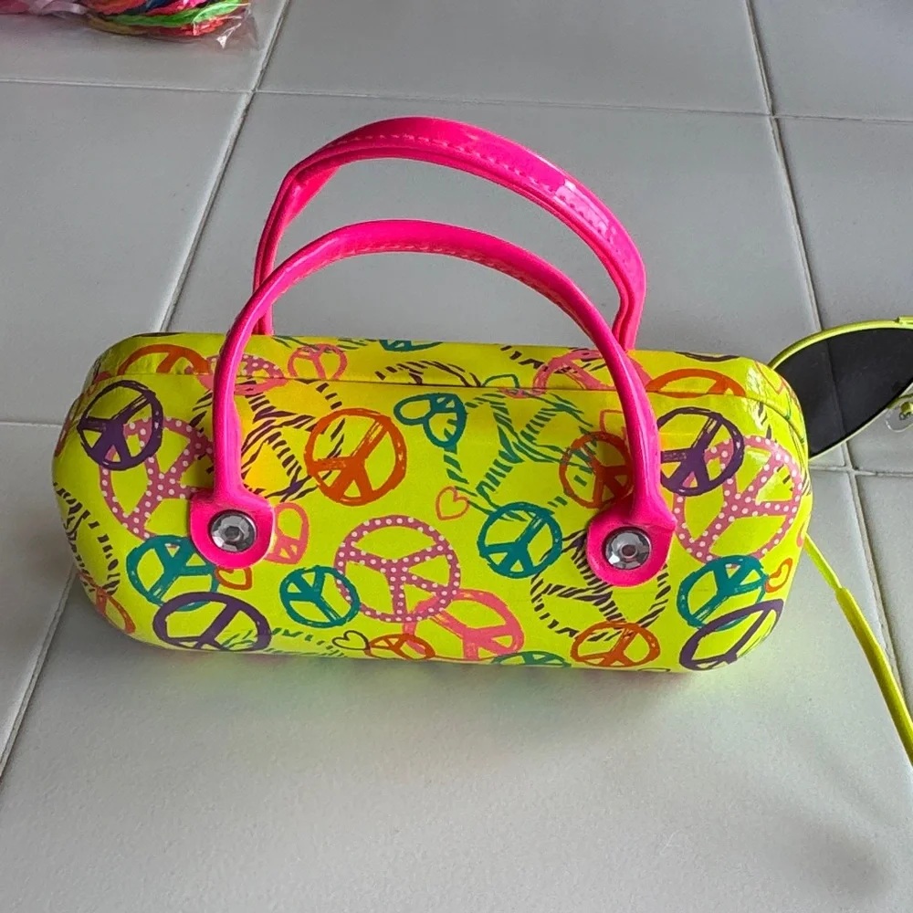 Justice Kids Sunglasses with Neon Pink and Yellow Case